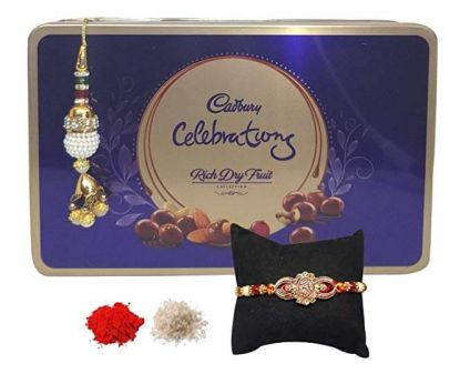 Cadbury Celebrations Rich Dry Fruits Box With Set Of 2 Bhaiya Bhabhi Rakhi