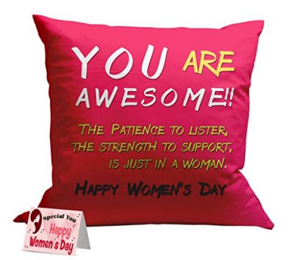 Happy women's day printed cushion