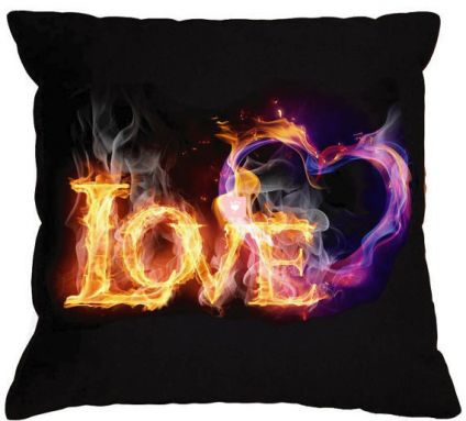 Burning heart Black pillow "LOVE" Gift ideas Valentine's Day Gift for her Gift for him