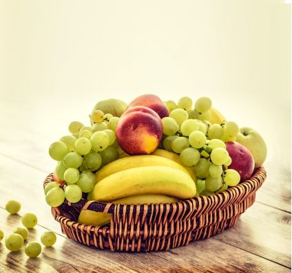 Fruits with golden roses