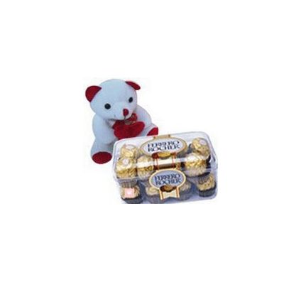 6 inch Teddy Bear and 16 pcs Ferrero rocher