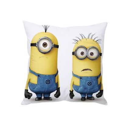 Confused Minions White Silk Cushion