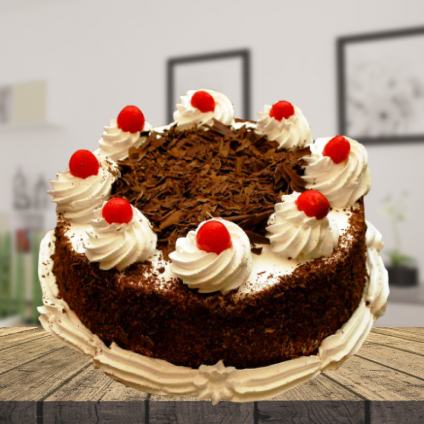 Black forest with fruits basket