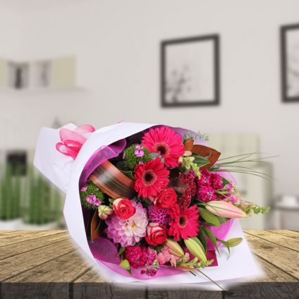 Large Teddy with mix flowers and Balloons