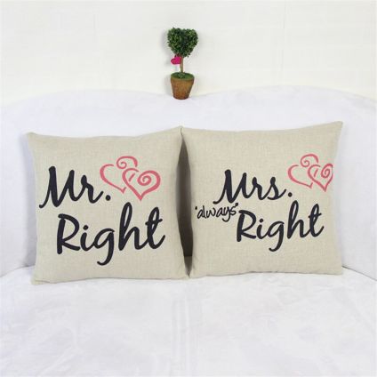 Mr.Right Mrs Always Right Black and Red Cushion