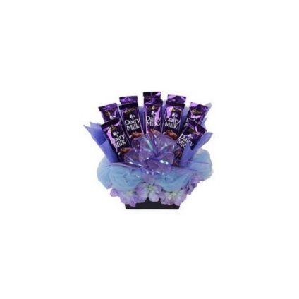 Basket of 10 Cadburry Dairymilk chocolates of 20 grams each