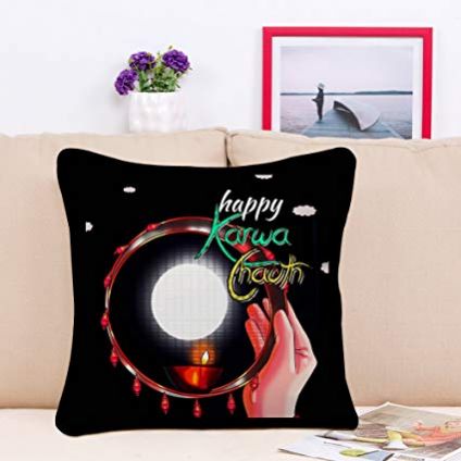 Happy Karwa Chauth Moon Design Special Cushion