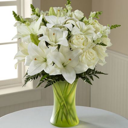 White lily and Rose with vase