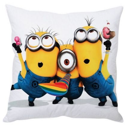 Starbuzz Posing Minions Yellow Silk Cushion Cover with fillers