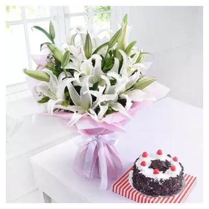 Mixed Lilies With Cake