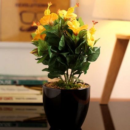 Polyester & Ceramic Decorative Artificial Plant in a Chic Ceramic Pot