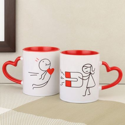 Heart Handle Red N Pink Mug