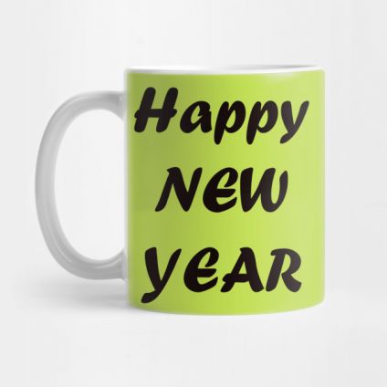 Happy New Year's Day-snow covered pine Two-Tone Coffee Mug