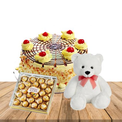 brown colour teddybear,24 pcs rocher ferrero