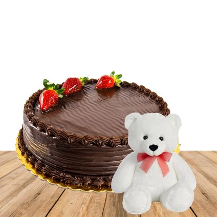 1/2 kg Chocolate Truffle Cake With 6 inch Teddy Bear