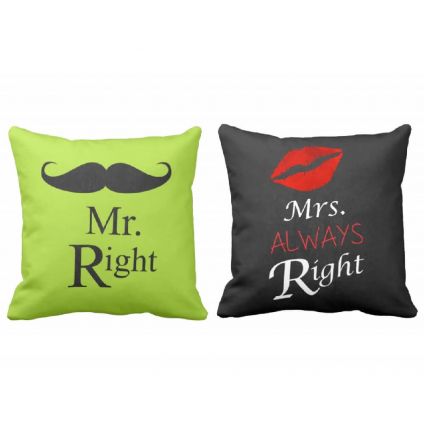 Double Side Cushion Mr. Mrs. Right