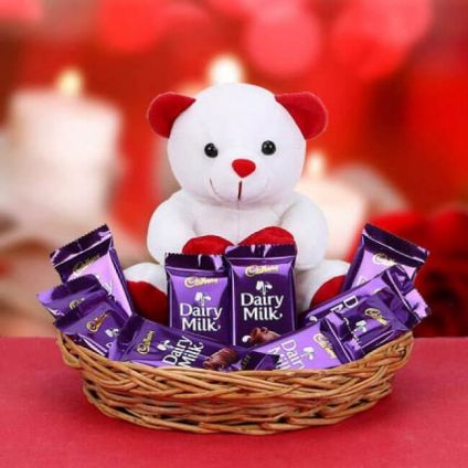 Cute Basket of Dairy Milk