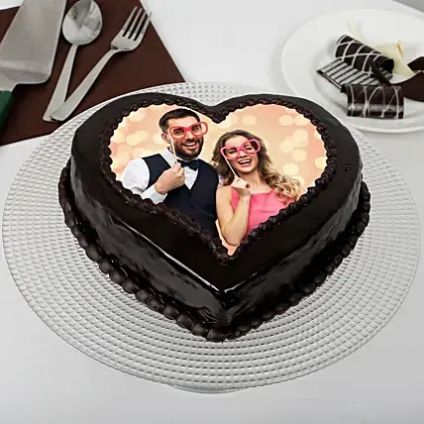 Heart shaped Chocolate photo cake