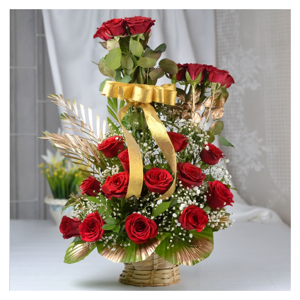 25 Red Roses with Basket