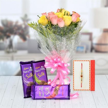 12 mix roses,4 Cadbury dairy milk chocolates