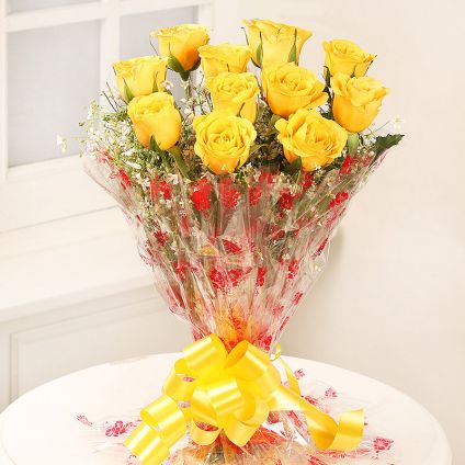 Bunch of 10 Yellow Roses