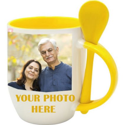 Personalized Yellow Mug with Spoon