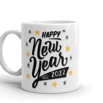 Happy New Year Swirls Blue Coffee Mug