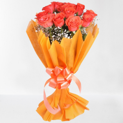 bunch of 12 orange roses