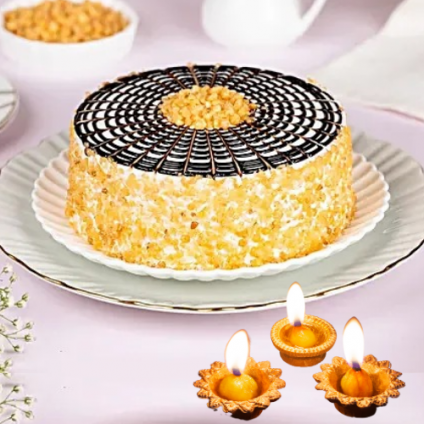 Butter scotch cake with Diya