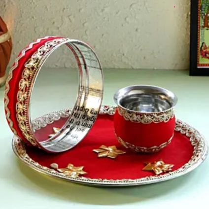 Silver Plated Karwa Chauth Thali Set