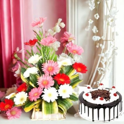 15 Mixed Gerbera with Basket