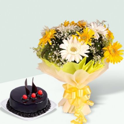 White Gerberas, Chocolate cake