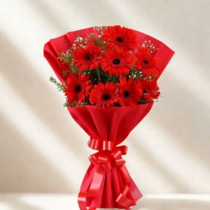 Bunch of 10 Red Gerbera