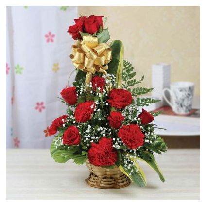 Roses N Carnation with Basket
