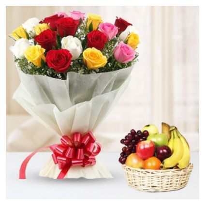 Mix Roses With Mix Fruits