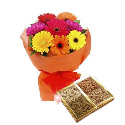 Mixed Gerbera and Dry fruits