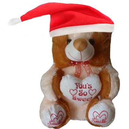 Teddy Bear with Christmas Cap