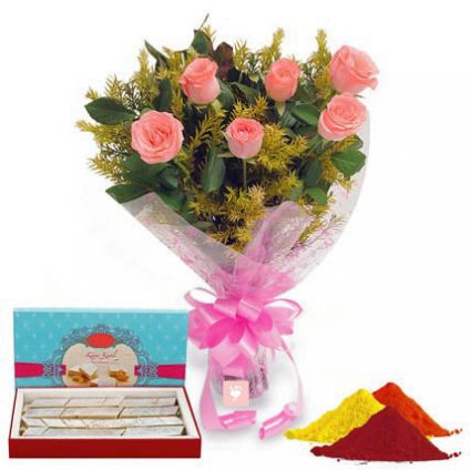 Pink Roses, Kaju Katli with Gulal