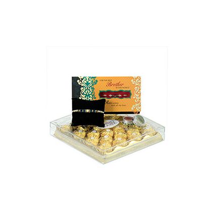 1 Greeting Card,1 Beaded Rakhi, 24 Pcs Ferrero Rocher box