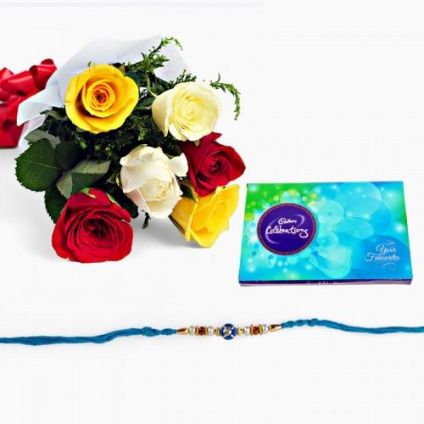 Mixed Roses With Rakhi