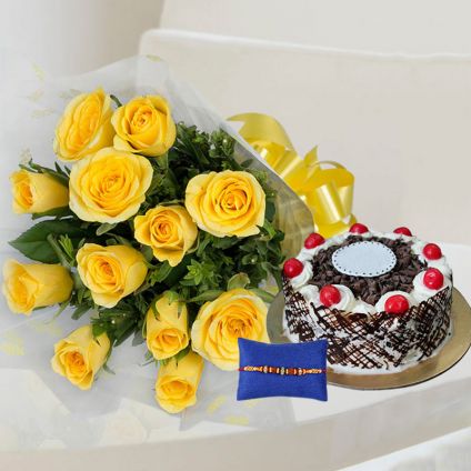 Yellow Roses With Rakhi