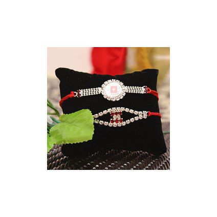 Stone Studded Silver Rakhis