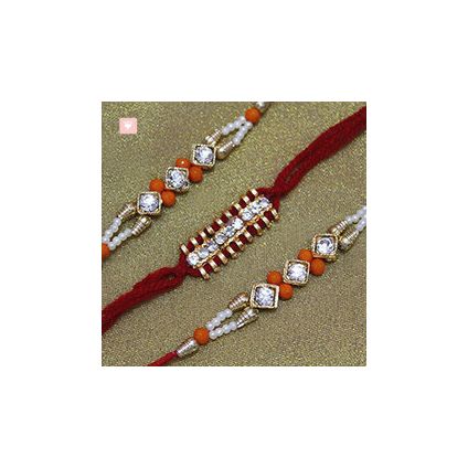 Rakhi set of 3 Beautiful Stone Studded Rakhis