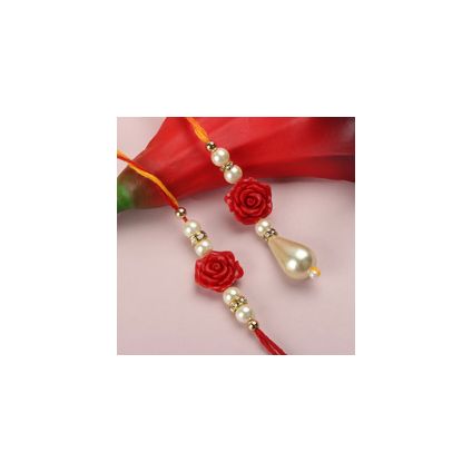 Cute Rose Rakhi Lumba Set