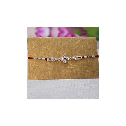 Silver Stone Studded Rakhi