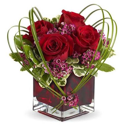 4 Red rose with vase