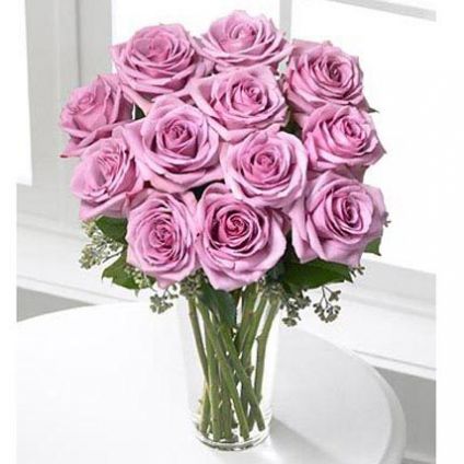 12 Long Stem Lavendar Roses