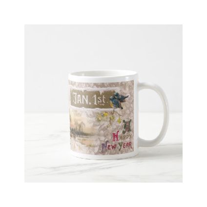 Little Blue Birds Tweet the New Year Coffee Mug