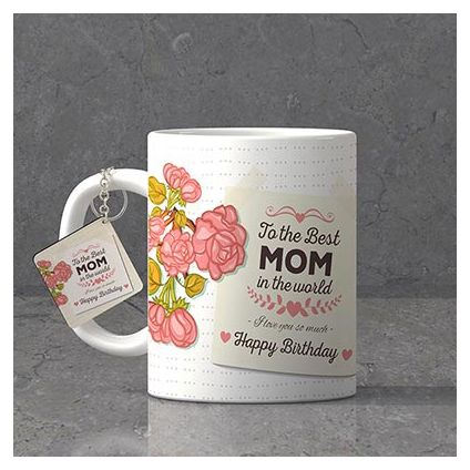 Best Mom Personalized Birthday Keychain & Mug combo