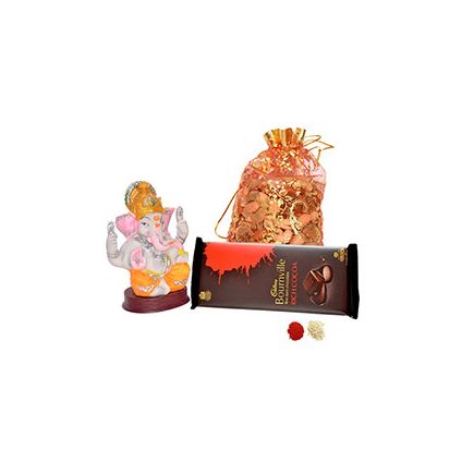 200gms of mixed Dryfruits,a Bourville chocolate and Lord Ganesh